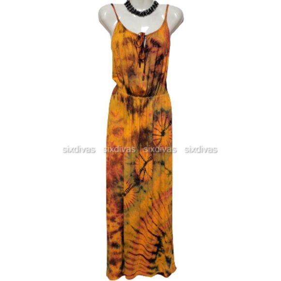𝅺TIE Dye Spaghetti Strap Maxi One Size - Picture 1 of 13